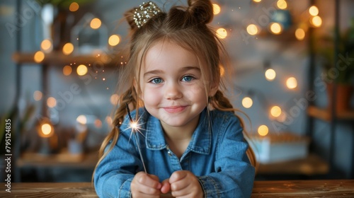 Little Girl Wearing Tiara and Smiling