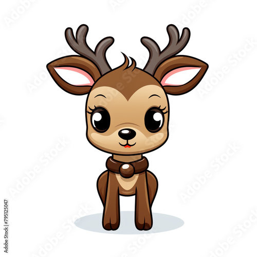 clipart kawaii, cute rudolf reindeer, soft pastel colour scheme, white background сreated with Generative Ai © Andrii Yablonskyi