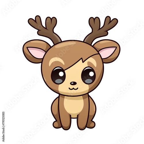 clipart kawaii, cute rudolf reindeer, soft pastel colour scheme, white background сreated with Generative Ai