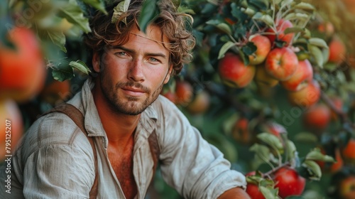 Man Standing Next to Apple Tree