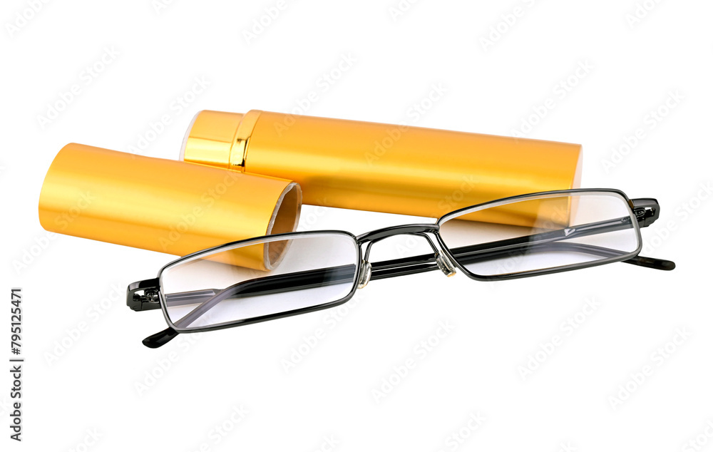 Glasses with case - obrazy, fototapety, plakaty 