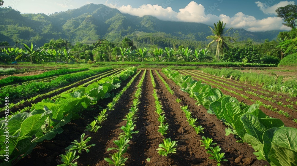 Sustainable agriculture concept with organic farming practices and crop