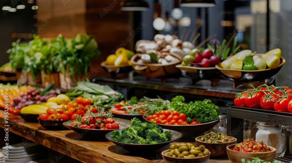 Obraz premium Tempting food display with a focus on regional specialties and culinary delights, perfect for showcasing local flavors