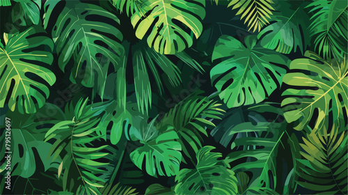 Seamless illustration pattern of tropical leaves © Tech