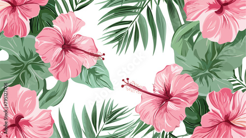 Seamless pastel pattern. Exotic hawaiian tropical © Tech