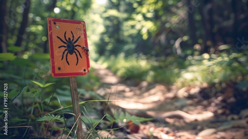 a sign with a spider on it photo