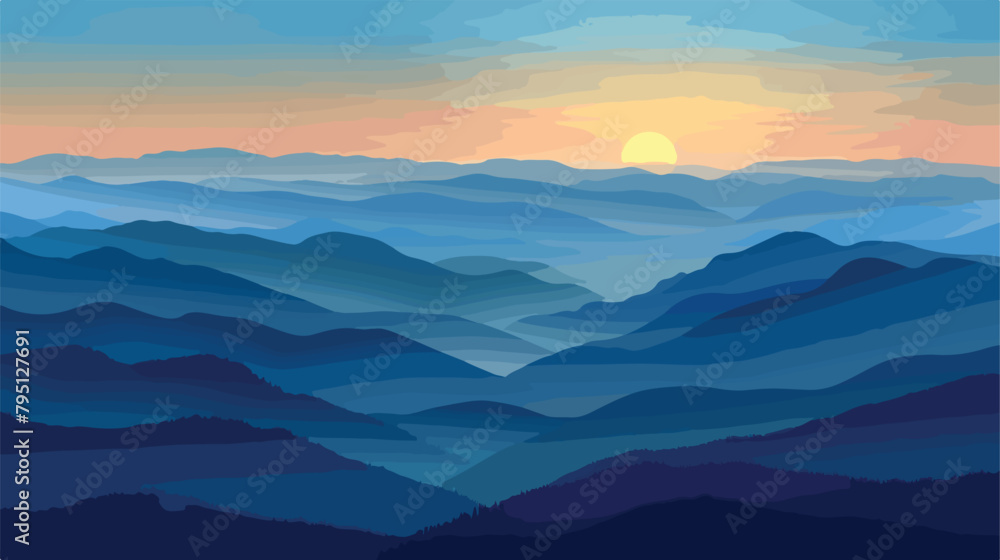 Seamless Pattern of landscape sunrise in the mountain