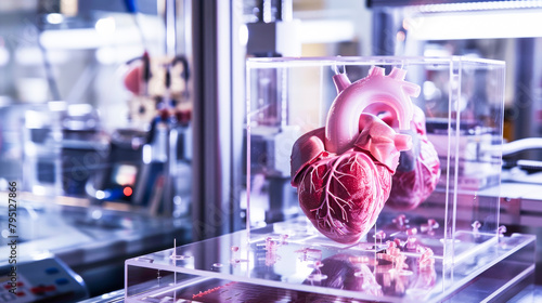 Cardiovascular Innovation. 3D Printing Heart Model in Laboratory with Scientific Equipmen photo
