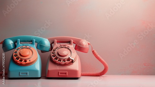 Orange and Blue Phone on Blue and Yellow Background