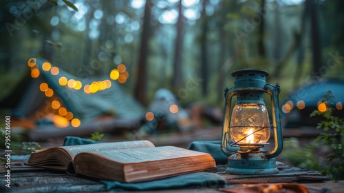 Tent Pitched on Lake Shore