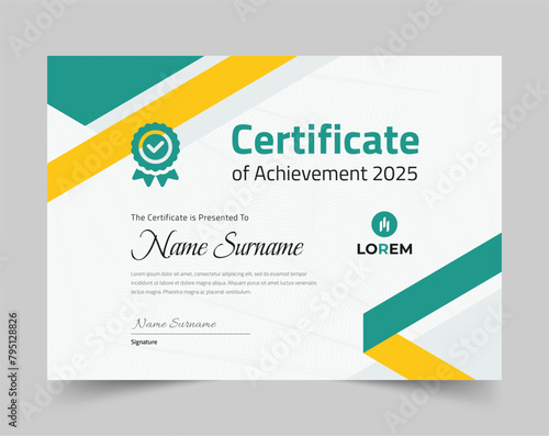 Blue certificate of appreciation template, Clean modern certificate with a badge, Certificate vector template (ID: 795128826)