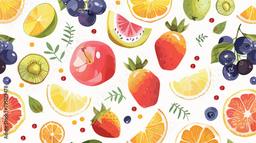 Seamless pattern with summer fruits Vectot style vector