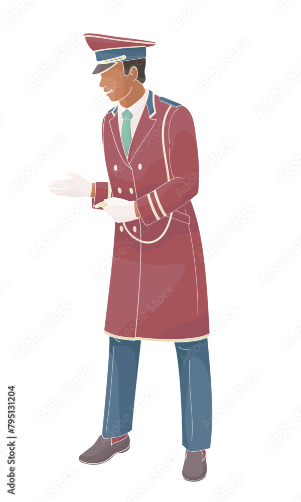 hotel staff African American male character, doorman, hotel staff African American male character, doorman,