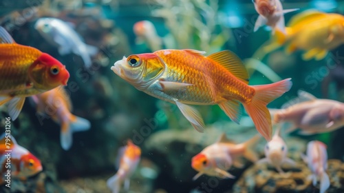  Colorful Goldfish Swimming in Aquarium