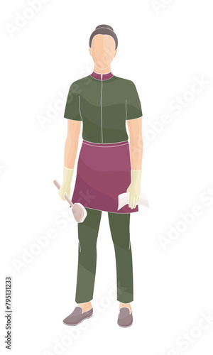 hotel staff female  character housekeeping
