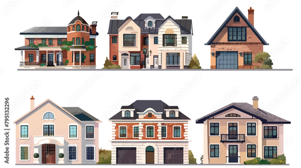 Set of 4 different residential town houses 