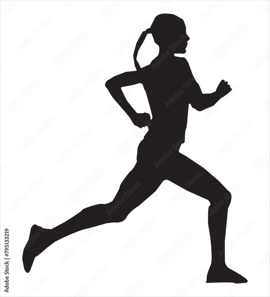 Woman Running Silhouette. Vector illustration