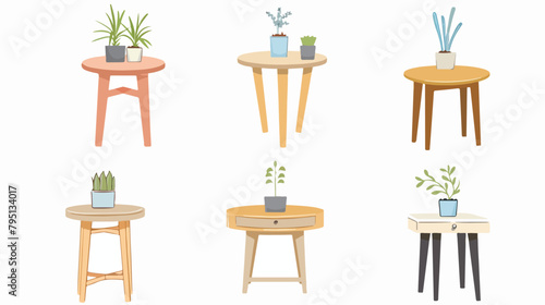 Set of different living room side tables flat style g