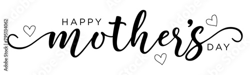 Happy Mother's day Calligraphy brush text banner with transparent background