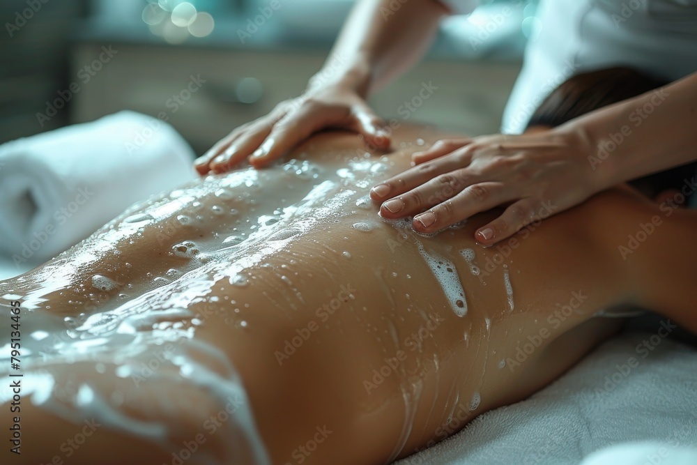 custom made wallpaper toronto digitalSkilled hands of a massage therapist applying oil to a client's back in a serene spa setting