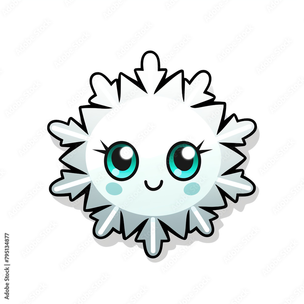 clipart kawaii, snowflake, white background сreated with Generative Ai clipart kawaii, snowflake, white background сreated with Generative Ai