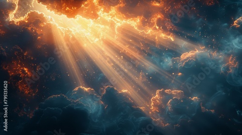 Sun Shining Through Clouds in Sky