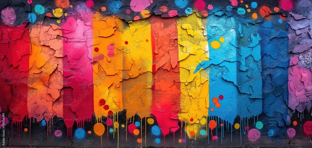 Fototapeta premium abstract graffiti wall colorful artful design background, generative Ai