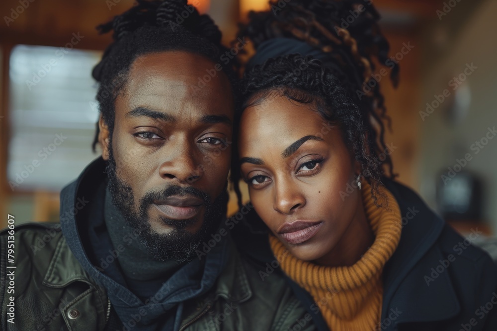A heartwarming photo of a couple closely embracing, showcasing their fashionable winter clothing and the concept of affection A heartwarming photo of a couple closely embracing, showcasing their fashionable winter clothing and the concept of affection
