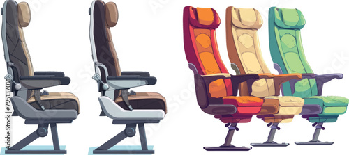 Airplane armchairs. Aircraft seats for safety flight