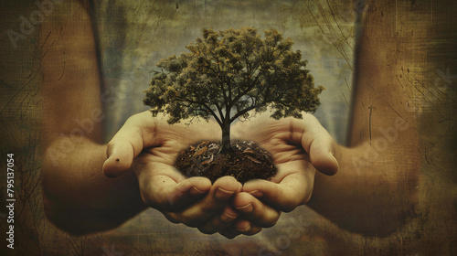 Tree in human hands --