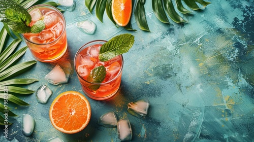 Two Glasses Filled With Ice and Orange Slices