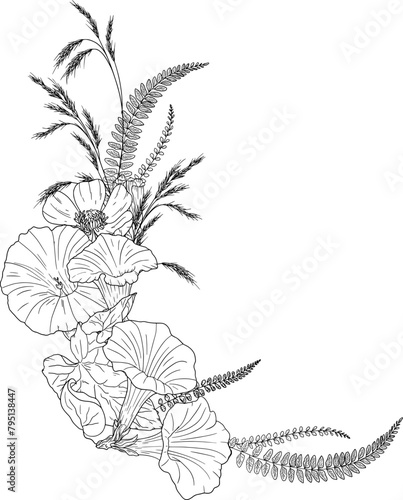 Floral corner arrangement with moonflower daisy and ferns