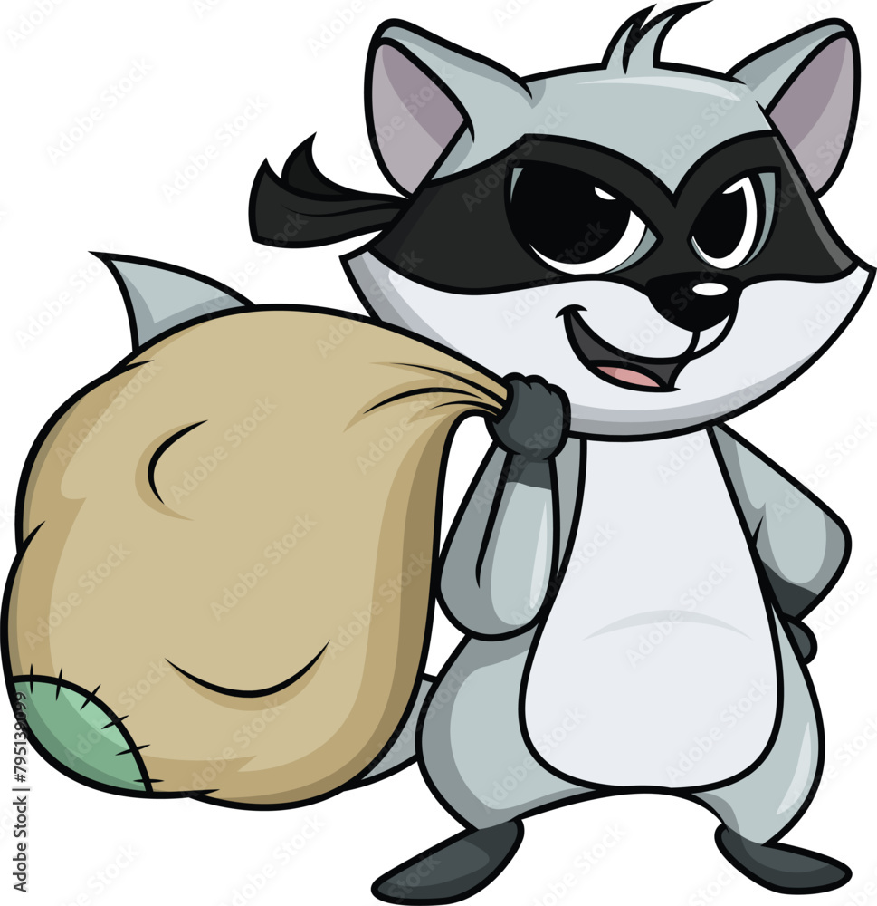 Racker Cartoon Cartoon raccoon thief carrying loot vector illustration Stock Vector ...
