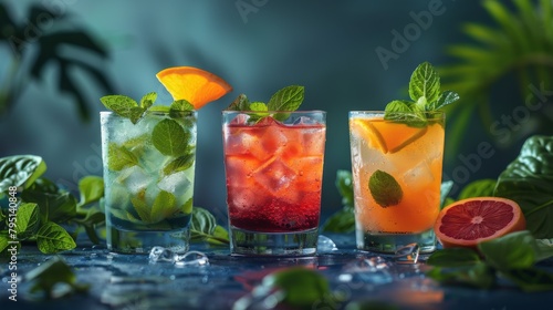 Three Glasses Filled With Different Drinks