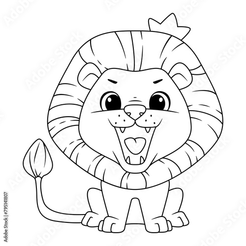 Lion coloring page cartoon vector illustration © platinka