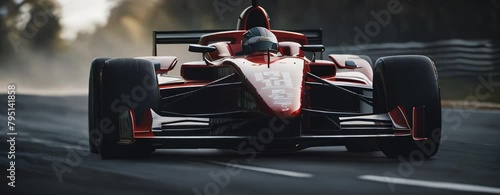 RED RACE CAR, CLOSE UP. VIDEO. HORIZONTAL photo