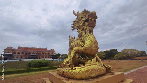 Hue, Thua Thien Province, Vietnam - August 30, 2023: Dragon sculpture in the Imperial City photo