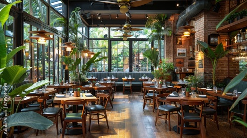 Restaurant With Wooden Tables and Chairs