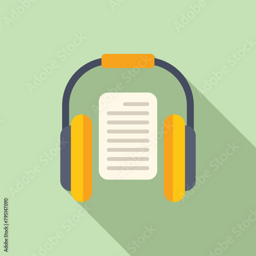Listen new audiobook icon flat vector. Online bookstore. Public literature