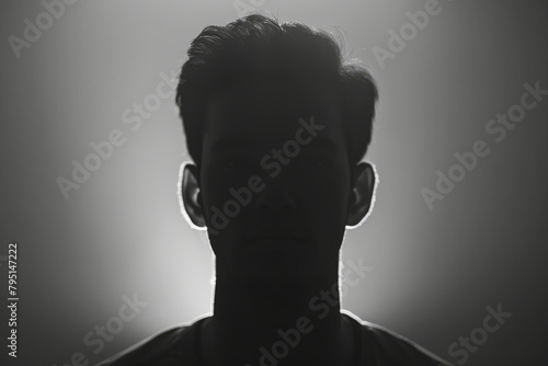 Dramatic silhouette of a man against a backlit background © standret