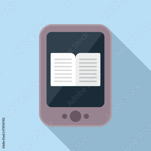 Modern ebook reader icon flat vector. Online literature. Digital reading