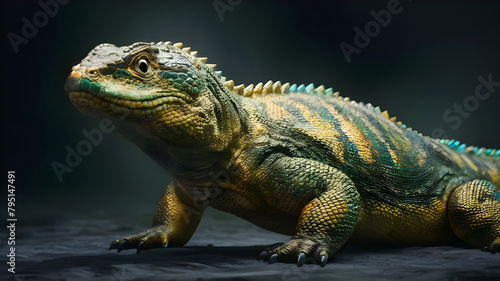 An artistically enhanced digital rendering of a reptile with emphasis on texture  color  and intricate scale patterns