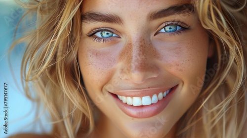Close Up of a Woman With Blue Eyes