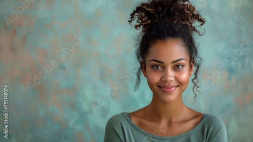 Smiling Woman With Messy Topknot