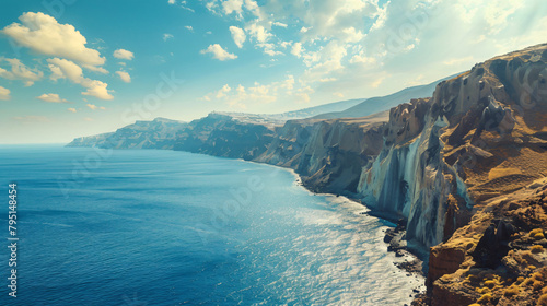 Volcanic cliffs on Vichada beach Santorini island  photo
