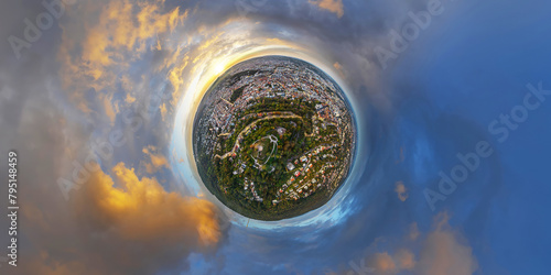 stuttgart germany aerial drone panorama 360° little planet (ID: 795148459)