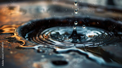 Water drop on metal --