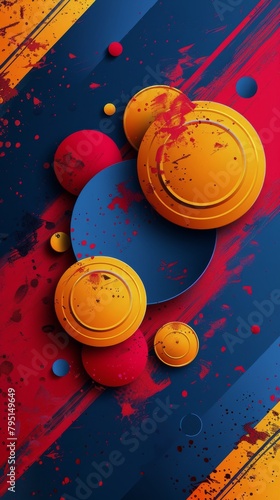 Colorful Red, Yellow, and Blue Circles Background