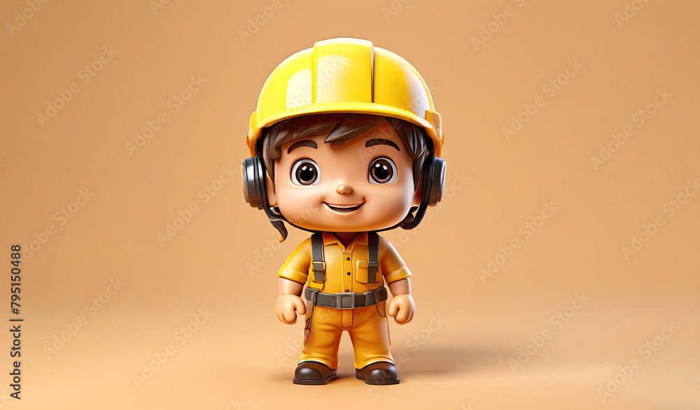 2D Baby Character Engineer Doddle with yellow background Generative ai 2D Baby Character Engineer Doddle with yellow background Generative ai