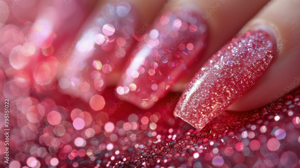 Womans Hand With Pink Glitter Womans Hand With Pink Glitter